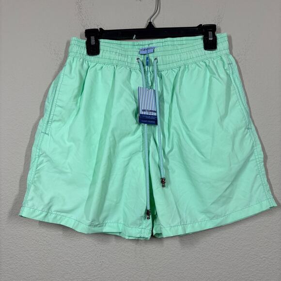 Les Canebiers Mens Size XL Ermitage Swim Shorts Neon Green Drawstring Waist - Picture 1 of 8
